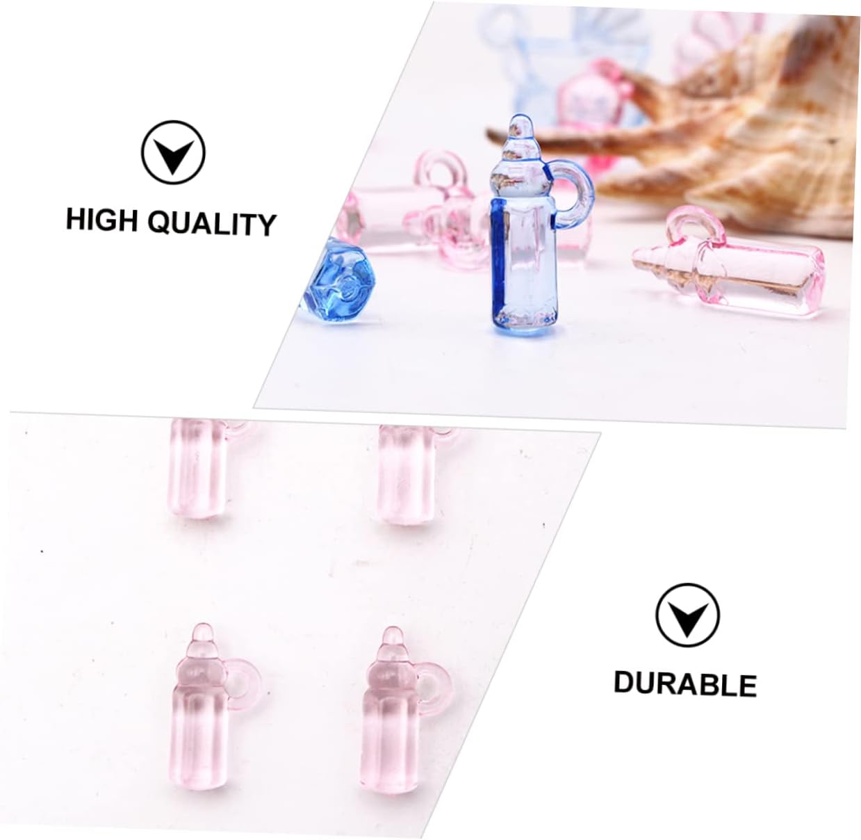 48pcs Acrylic Milk Bottle Charms Pink Blue DIY Photo Props