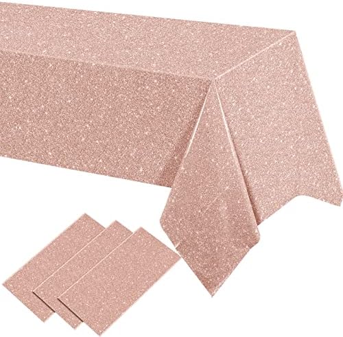 3 Pcs 54 x 108 Inch Pink Rose Gold Tablecloths for Parties