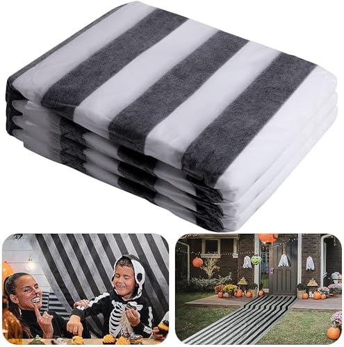 RunNico 99x33ft Black and White Striped Gossamer Roll