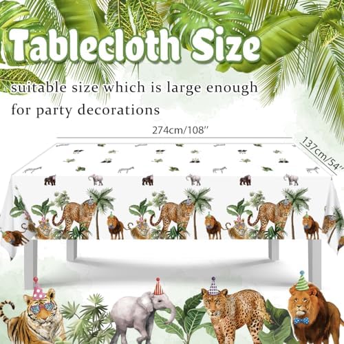 Haimimall Jungle Safari Tablecloths 3Pcs Set