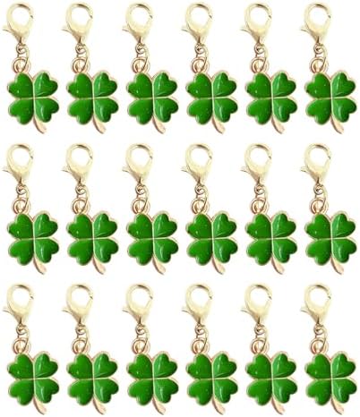 LOGOFUN 100pcs Four Leaf Clover Keychain Lucky Charm