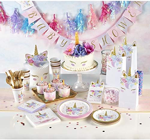 Creative Converting 343962 Unicorn Baby Shower Tablecloth 54x102