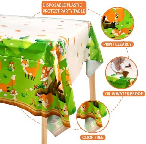 4 Pack Fox Themed Party Tablecloths 54x86 Inch