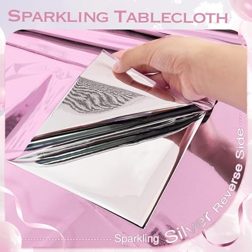 2pcs Baby Pink Plastic Tablecloths 54x72inch Shiny Party Decor