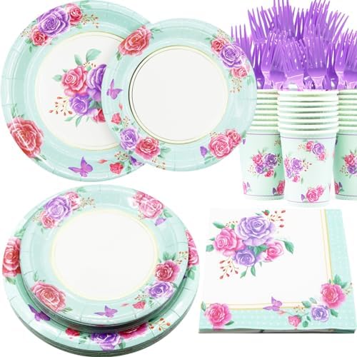 125 Piece Floral Party Supplies Set for 25 Guests