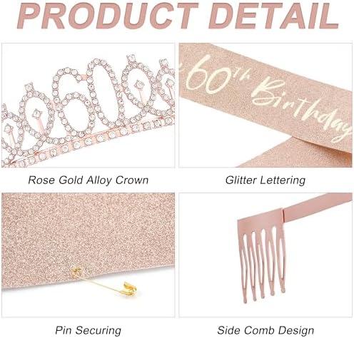 60th Birthday Decor Set Rose Gold