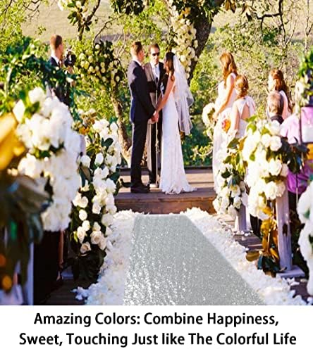 ShinyBeauty Glitter Aisle Runner Silver 4ft x 15ft
