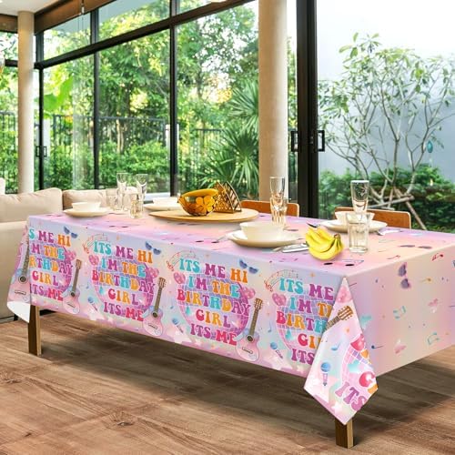 HigzYovn 3PCS Birthday Girl Tablecloth 108x54 Inches Decor