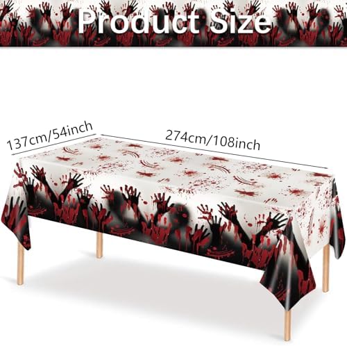 Halloween Plastic Tablecloth 2PCS 108x54In for Horror Party