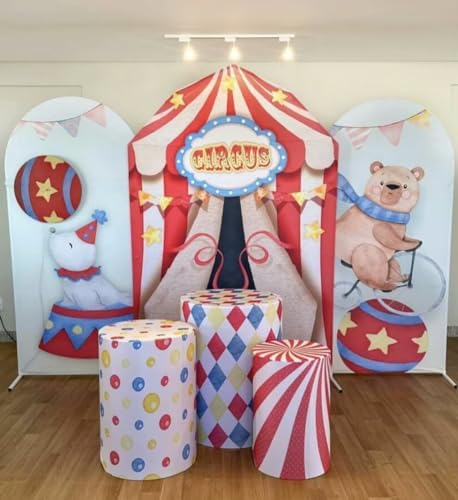 Circus Cylinder Plinth Table Cover with Polka Dots Design