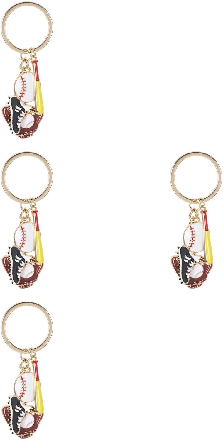 TIKTOLA 4pcs Decorative Alloy Baseball Keychain Keyring