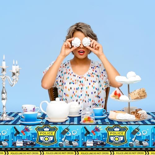 2 Pack Police Cartoon Plastic Tablecloths 86x51 Inches