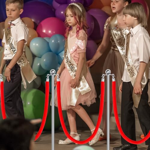 8 Piece Red Carpet Decor with Poles and Velvet Ropes