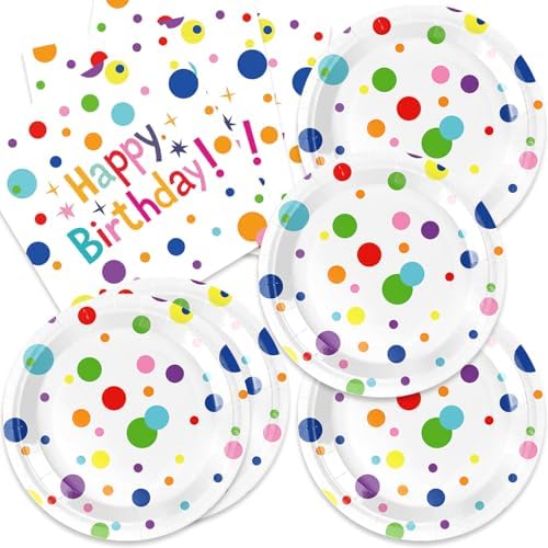 40Pcs Happy Birthday Plates Napkins Set for Parties