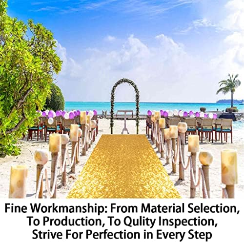 ShinyBeauty 4x20ft Sequined Gold Wedding Aisle Runner