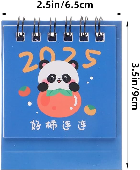 LUOZZY 2025 Mini Desk Calendar with Panda Dragon Keychain