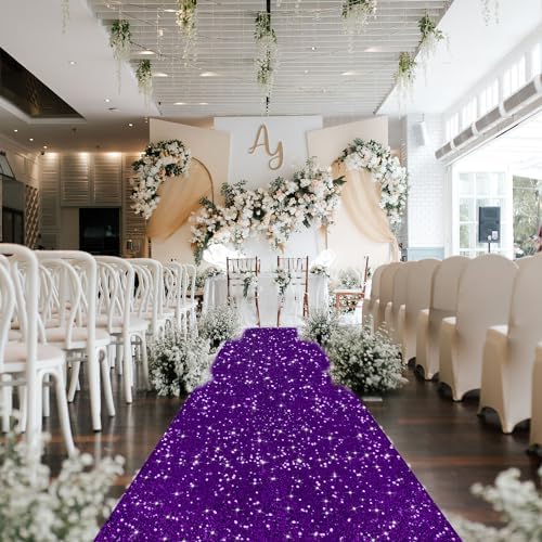 Purple Sequin Aisle Runner 4x20FT Wedding Carpet