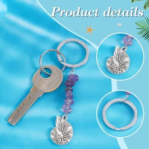 PH PandaHall 15pcs Gemstone Keychain Set