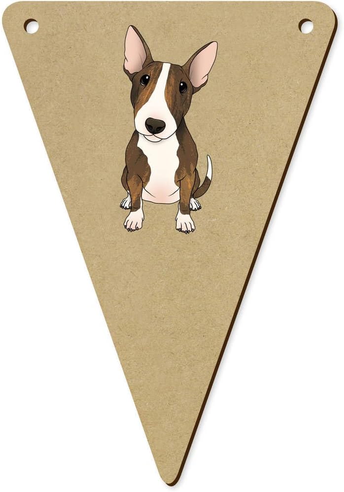 5 x 140mm Sitting Bull Terrier Wooden Bunting Flags