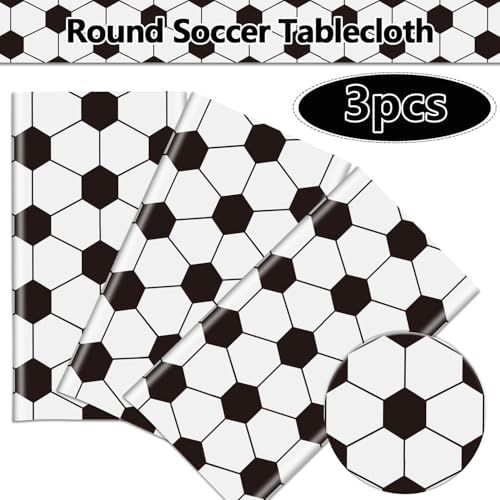 3 Pcs Soccer Tablecovers 84x84 Inch Party Decorations