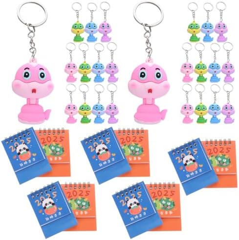 LUOZZY 2025 Mini Desk Calendar with Panda Dragon Keychain