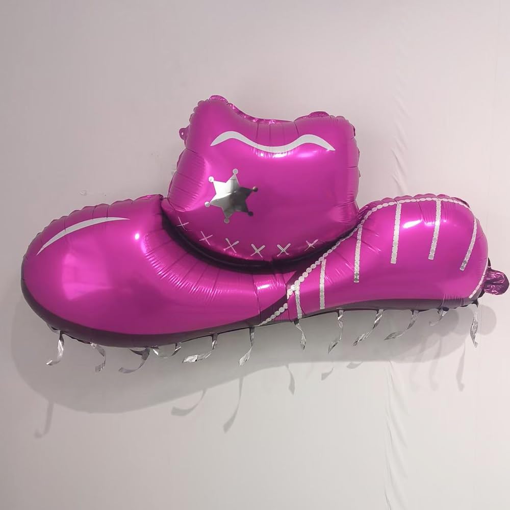 Hot Pink Cowgirl Boot Hat Balloons for Rodeo Parties