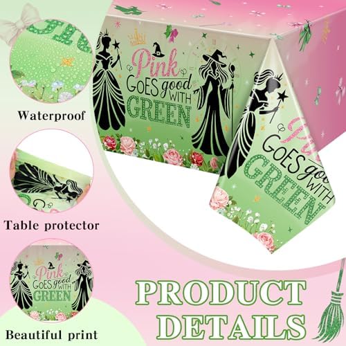 Booson 3Pcs Witch Party Tablecloth Pink Green Decorations