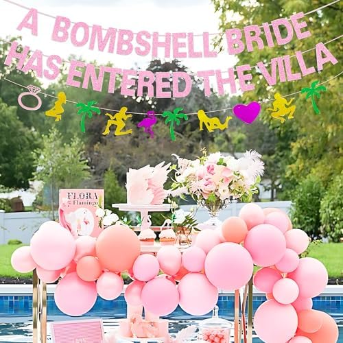Bombshell Bride Has Entered The Villa Mylar Balloon Banner