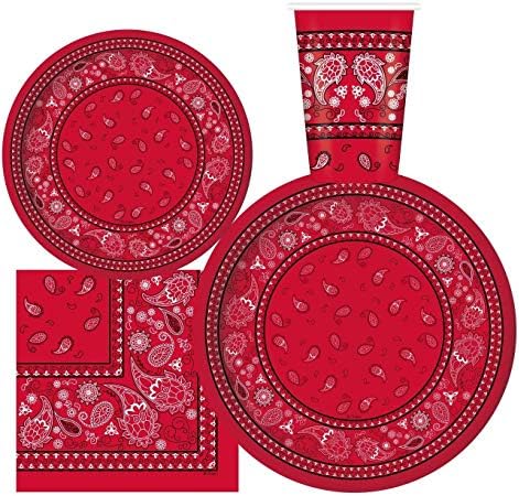 Oojami Serves 24 Red Bandana Party Set