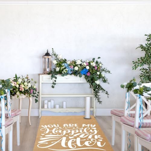 Tudomro 40 Inch x 50 Ft Natural Burlap Wedding Aisle Runner 1