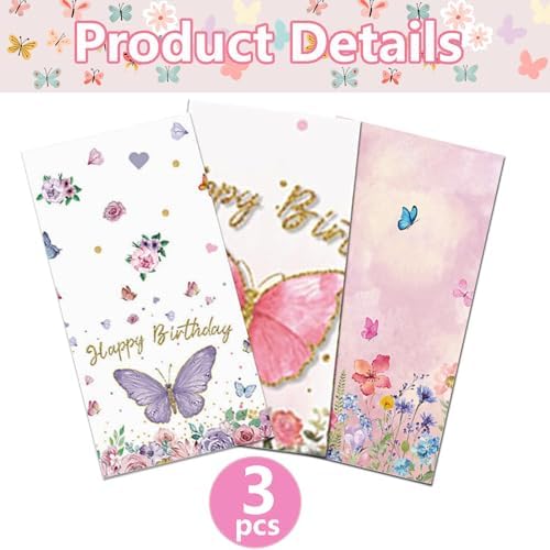 3PCS Pink Butterfly Party Tablecloth Table Cover 54x108 Inch