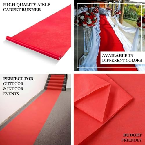 Efavormart 3FT x 100FT Red Rayon Aisle Runner