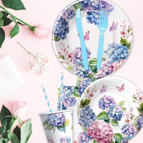 Hydrangea Floral Party Set for 24 Guests