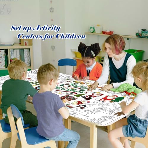 Dozobeede Christmas Coloring Poster 35x72 Inch Tablecloth