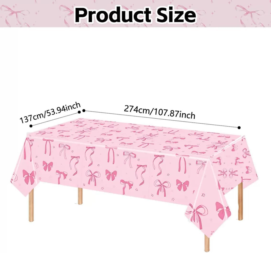 6 Packs Gender Reveal Tablecloths - 3 Pink 3 Blue Bowknot Design