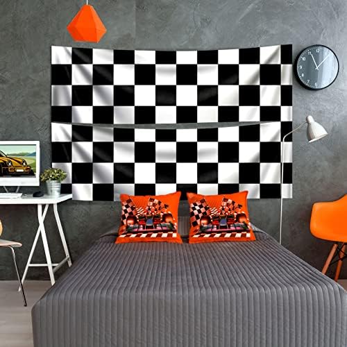 Fabbay 2 Pcs Halloween Party Aisle Runner Checkered Pattern Polyester