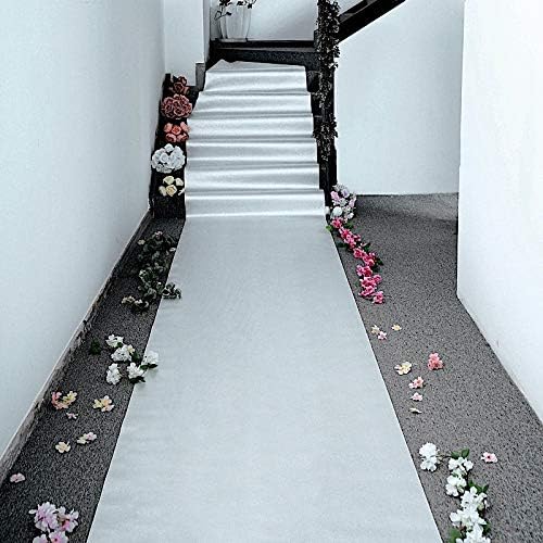 BalsaCircle 50 Foot Silver Glitter Aisle Runner Wedding Decor