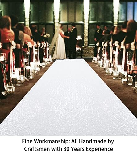 ShiDianYi White Aisle Runners for Weddings 24Inchx15FT Sequin Carpet Runner