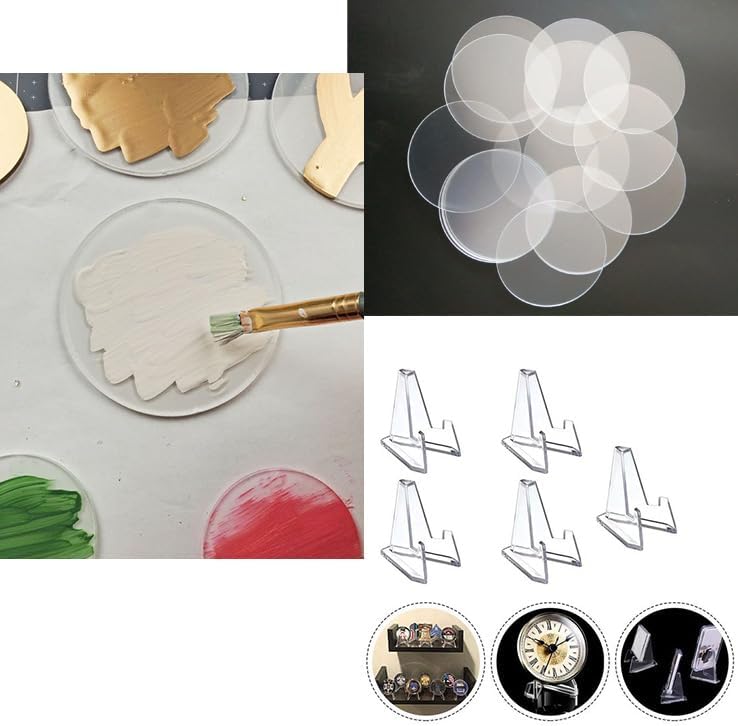 20 Pack 3 Inch Acrylic Blanks With Mini Easels For Display
