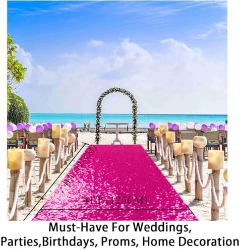 ShinyBeauty Fuchsia Sequin Aisle Runner 4FTx15FT