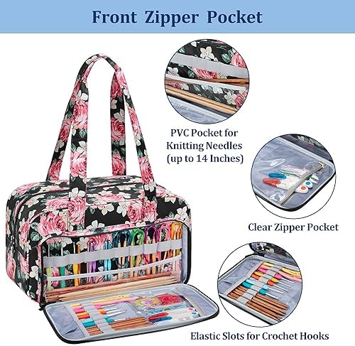 Teamoy Yarn Storage Tote Bag for Knitting and Crochet