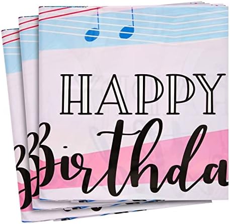 BLUE PANDA 3 Pack Music Notes Tablecloth for Birthday Party