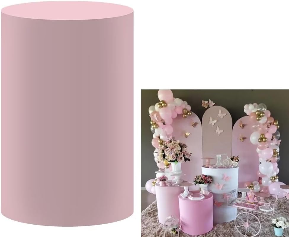 Light Pastel Pink Cylinder Spandex Cover for Party Decorations