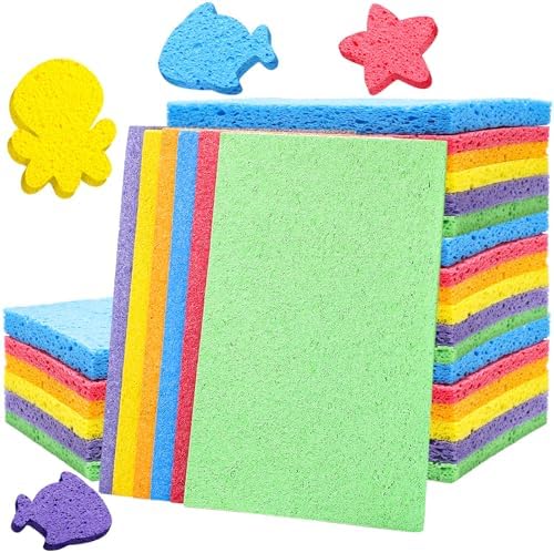 Honeydak 12 Pcs Cellulose Sponges for DIY Art Crafts Classroom Home Cleaning