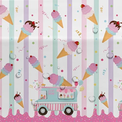 Ice Cream Party Tablecloth Set 3 Pack Heres The Scoop Theme