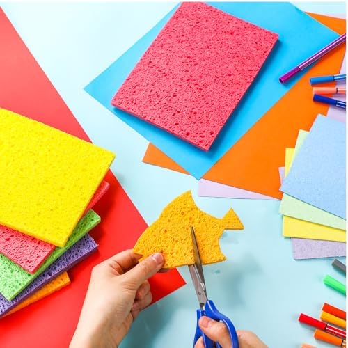 Honeydak 12 Pcs Cellulose Sponges for DIY Art Crafts Classroom Home Cleaning