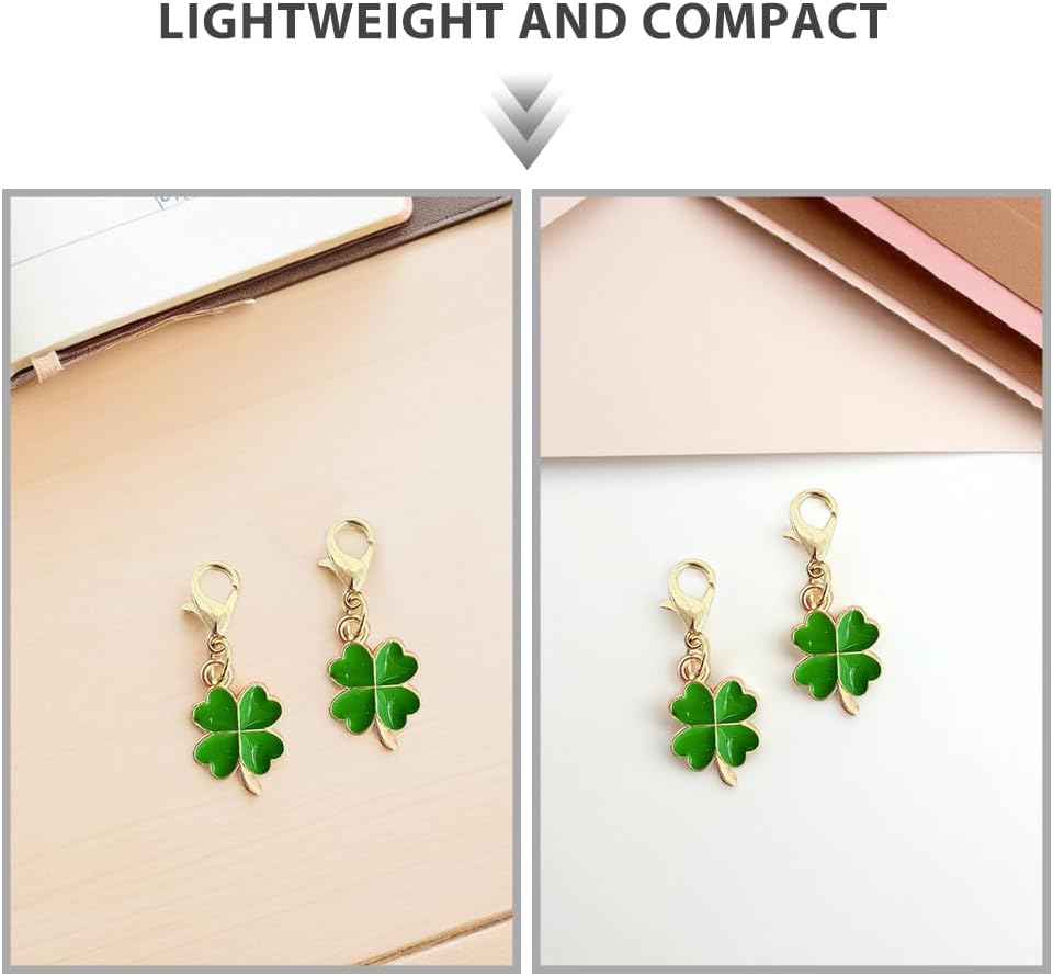 LOGOFUN 100pcs Four Leaf Clover Keychain Lucky Charm