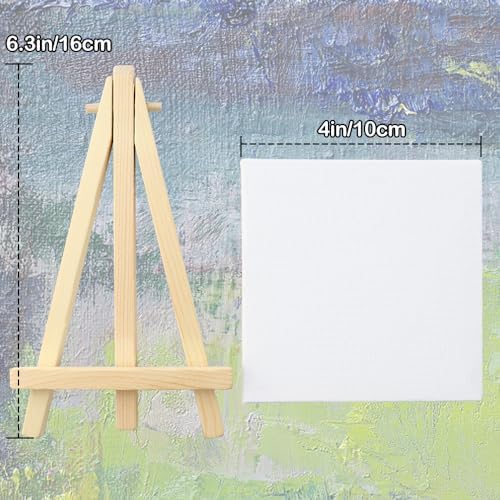 4 Piece Mini Canvas with Easel Set for Art