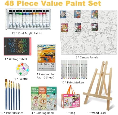 KovieDe 48 Piece Kids Paint Set with Art Supplies