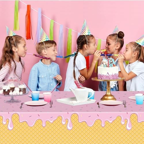 Foxrush Ice Cream Themed 3 Pc Tablecloths Pink Blue Green